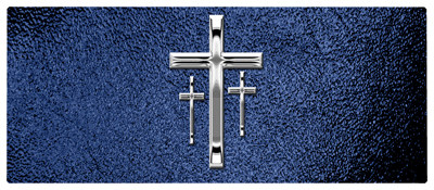 DNSEMP-L-517-SL-SH-BL Silver 3 Crosses Shimmer Blue